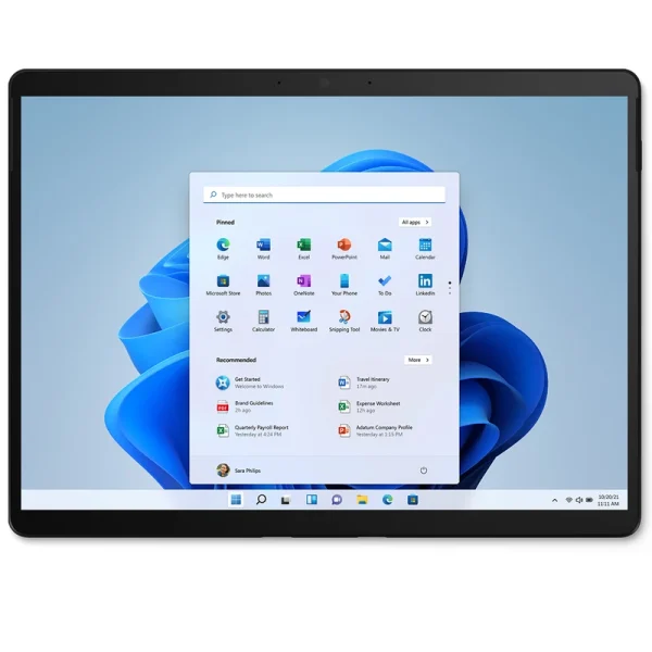 تبلت 13 اینچ مایکروسافت مدل Surface Pro 8-i7 1185G7، ظرفیت 256 گیگابایت و رم 16 گیگابایت، رزولوشن دوربین 10 مگاپیکسل، دارای پردازنده گرافیک Iris Xe