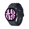 ساعت هوشمند سامسونگ مدل Galaxy Watch6 40mm، مناسب برای ورزش، روزمره، رسمی، دارای قابلیت‌های صفحه نمایش رنگی و لمسی، کنترل موسیقی، قابلیت مکالمه از طریق بلوتوث، بند سیلیکون، فرم صفحه دایره، فناوری GPS، با حافظه داخلی 16 گیگابایت،