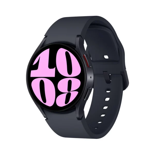 ساعت هوشمند سامسونگ مدل Galaxy Watch6 40mm، مناسب برای ورزش، روزمره، رسمی، دارای قابلیت‌های صفحه نمایش رنگی و لمسی، کنترل موسیقی، قابلیت مکالمه از طریق بلوتوث، بند سیلیکون، فرم صفحه دایره، فناوری GPS، با حافظه داخلی 16 گیگابایت،