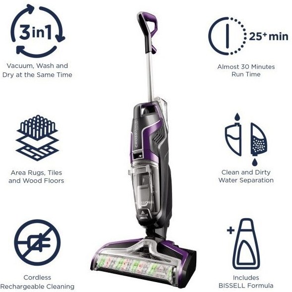 جارو شارژی و زمین شوی بیسل مدل CrossWave Cordless Max 3in1